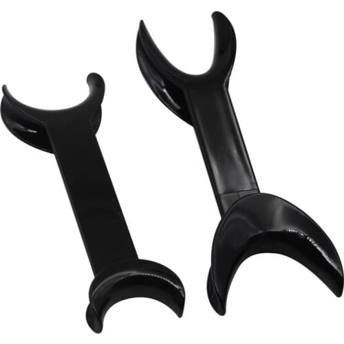 1pair Dental Double-headed T-Shape Intraoral Cheek Lip Retractor Mouth Opener Small/Large Black Dentist Orthodontic Equipment