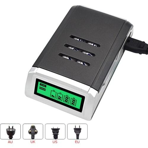 1pcs LCD Display Charger with 4 Slots Smart Fast Charger Intelligent Battery Charger for AA/AAA Ni-MH/Ni-Cd Rechargeable Battery