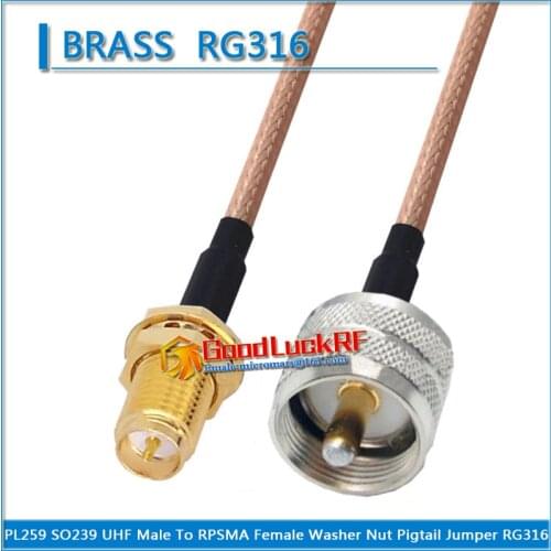 1X Pcs PL259 SO239 UHF Male to RP-SMA RPSMA RP SMA Female Washer O-ring Bulkhead Mount Nut Coaxial Pigtail Jumper RG316 Cable