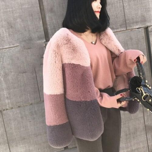 2020 Korean Elegant Casual Faux Fur Tops Women Coat Winter Mujer Clothes Female Jacket Short Fake Fur Rabbit Hair Outwear DT018