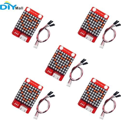 5pcs Keyes Brick 8X8 Dot Matrix Module (Optional address) DC 5V With 2.54mm Anti-reverse Plug White Terminal Dupont Cable