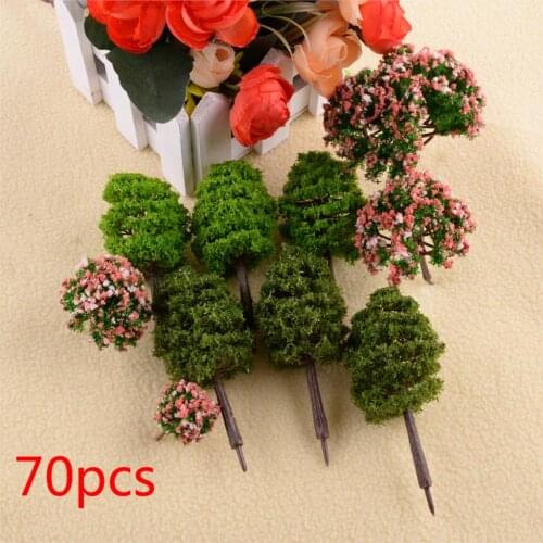 70Pcs/Set Scenery Pine Peach Flower Trees Scale Model Plastic Fit For HO O N Z Model Garden Roadway Layout
