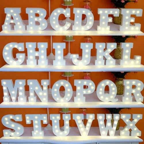A-Z & White Wooden LED Letter Lights Sign Alphabet Night Lights Indoor Wall Desk Decor Craft For Wedding Birthday Party BT-LL