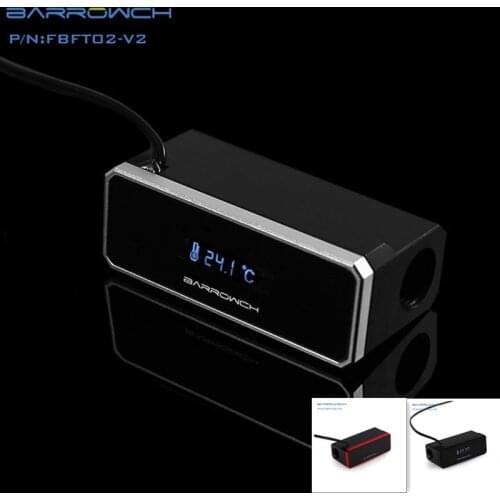 BARROWCH FBFT02-V2, Water Cooling Temperature Meter, OLED Digital Smart Display, Real-time Temperature
