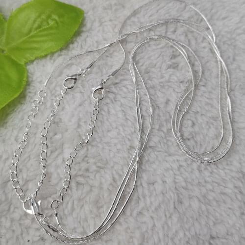 Free Ship 50 string silver plated copper snake necklace chains 460x1mm (include extend chains )