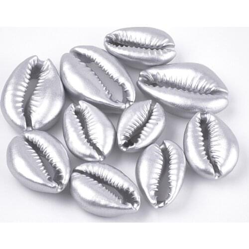 100pcs Electroplated Cowrie Shell Beads Natural Seashells Bead Bracelet ,Matte Style, No Hole/Undrilled ,20~28x14~20x7~8.5mm F80