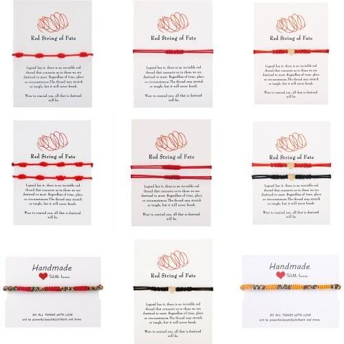 Love Heart 6 Knots Handmade Adjustable Red String Bracelet Lucky Amulet for Success Friendship Couple Charm Bracelet Jewelry