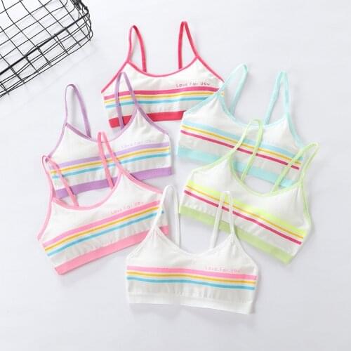 Bra Puberty Girls Kids Training Cotton Vests Sport Young Tops Tanks Breathable Students Teens Underwear Bras 8-18 Years Old
