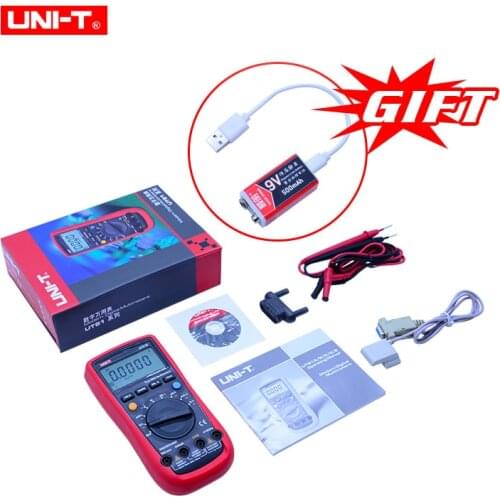 UNI-T Digital Multimeter UT61E True RMS Auto Range 22000 Count PC Connect AC DC Voltage Meter Data Hold +9V Rechargeable Battery