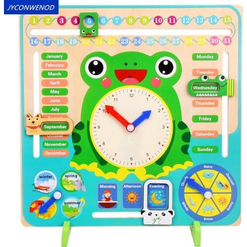 Baby Toys Montessori Wooden Toy Digital clock Weather time season month cognitive learning clock toy Education Toy For Children