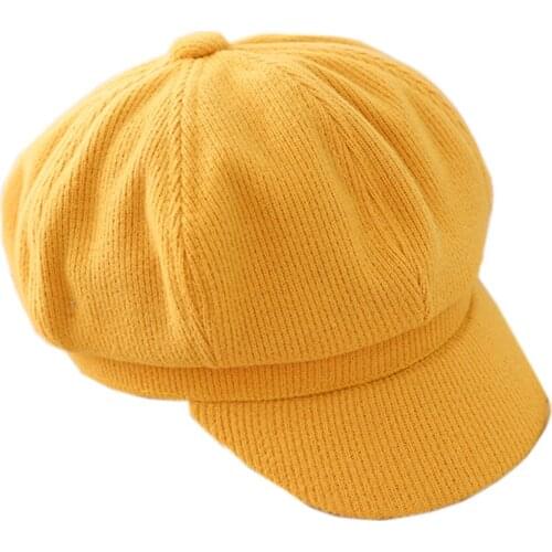 Kids Girls Fall Winter Visor Beret Hat Peaked Newsboy Baker Cap Painter Octagonal Hats