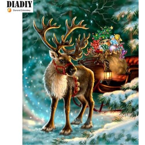 DIY Diamond Embroidery Cross Stitch Mosaic diamond painting Christmas moose Full Square Rhinestone Home decor gift