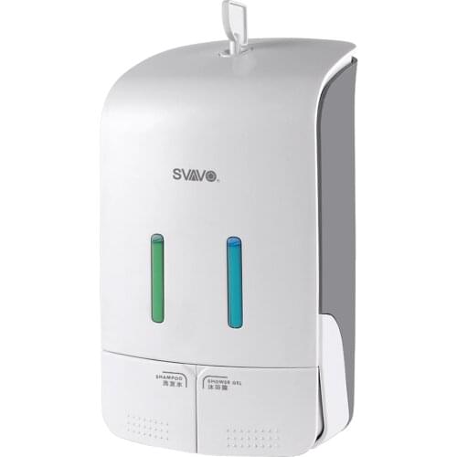 SVAVO Double Liquid Soap Dispenser Wall Mounted Shampoo Dispenser Double Soap Bottle Containers for Bathroom Hotel