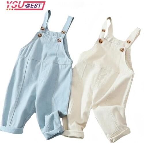 Baby Boy Solid Denim Overalls Spring Denim Overalls Girls Jeans Pants Children Clothes Autumn Girls Jumpsuit Kids Trousers Girls