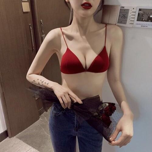 French front buckle sexy seamless beautiful back girl underwear one-piece small chest triangular cup breathable bra lingere