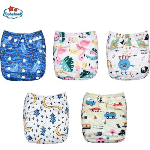 Babyland 1PC Reusable Waterproof digital printed baby Cloth Diaper One Size Pocket Baby Nappies Wholesale Price Fit For 3-15kg