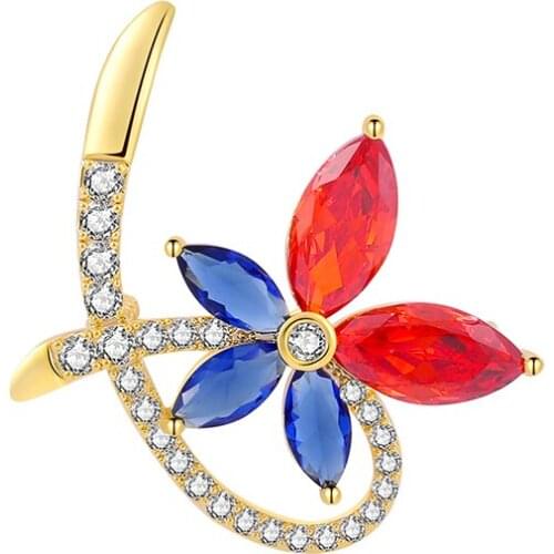 Fashion Cubic Zirconia Flower Women Brooches Wedding Bridal Party Rhinestone Jewelry for Coat Scarf Brooch Pin Badge Accessories