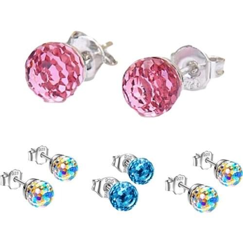 Trendy Earrings Disco Ball Crystal Earrings Exquisite Simple Colorful Crystal Ball Multicolor Crystal Ball Earrings for Women