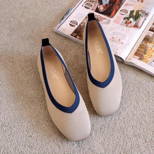 Moccosins Soft Bottom Knitted Grandma Wholesale Set Style Shallow Mouth Square Head Shoes lykj-yx