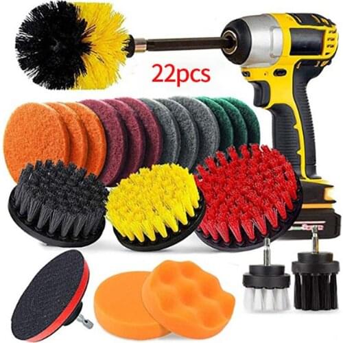 MOYOTEC 22pcs Drill Brush Cleaner Scrubbing Brushes for Bathroom Surface Grout Tile Tub Shower Kitchen Auto Care Cleaning Tool