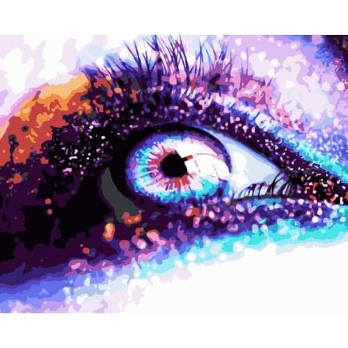 Diy oil digital painting by numbers Colorful eyes kits abstract acrylic paint by numbers for adults home Decoration Gift