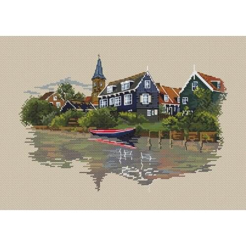 Soft Carbon Shale Village 41-31 Cross Stitch Kit Packages Counted Cross-Stitching Kits Cross stich Painting Set