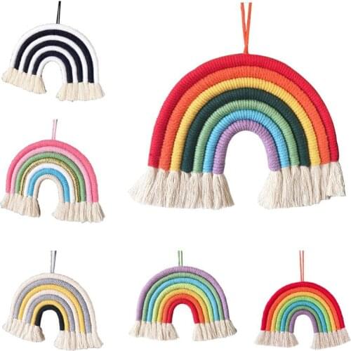 Nordic Boho Hand-woven Rainbow Tassel Wall Hanging Ornaments Children Room Decoration Pendant Photo Props Wholesale