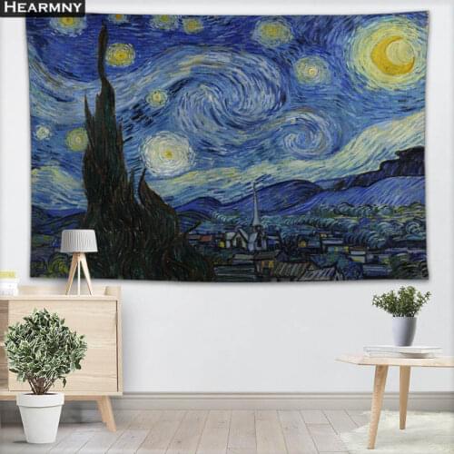 Custom Van Gogh Starry Night Wall Tapestry Home Decorations Wall Hanging Forest Tapestries For Bedroom 130x150CM,140x250CM