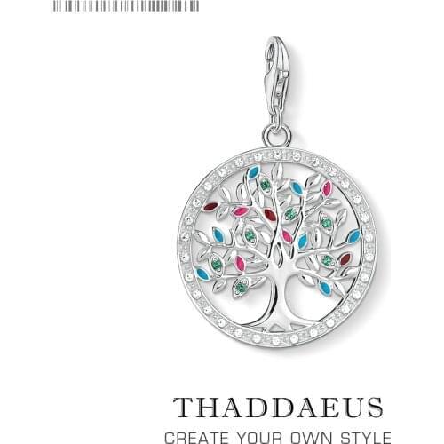 Real 925 Sterling Silver Fashion Jewelry Colorful Tree Pendant Charm Fit Necklace Bracelet for Women Drop Shipping Wholesale