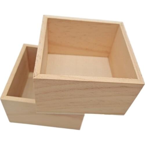 1pc Unfinished Wood Squares Crafts Wood Box for Arts, Crafts, Hobbies and Home Storage