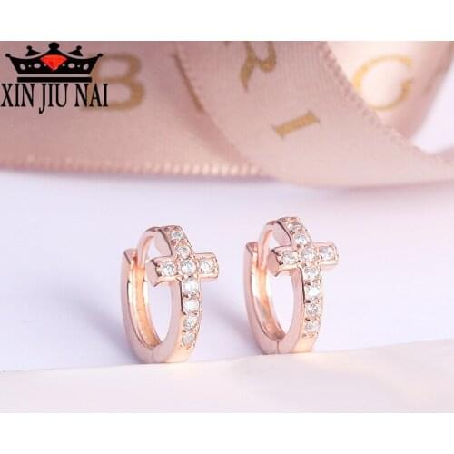 Amazon jewelry mixed batch of high-end AAA inlaid zircon rose gold earrings in Europe and America flower selling earrings