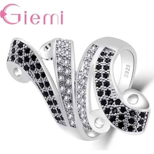 Charming Octopus Shape 925 Sterling Silver Rings In Engagement Jewelry Paved White/Black Zircon Shiny CZ Female Anillos