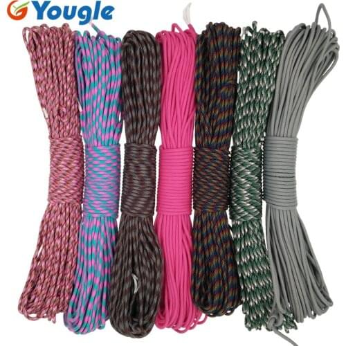 YOUGLE outdoor 7 strands 550lb nylon paracord Parachute Cord Lanyard Rope Mil Spec Type III Camping survival equipment 60-66