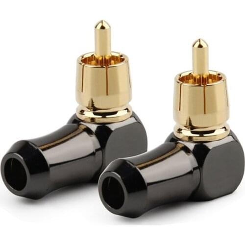 RCA Connector Male L type 90 degree Curved RCA Right Angle Elbow Converter RCA Plug Gold Plated Solder Wire Audio Adapter