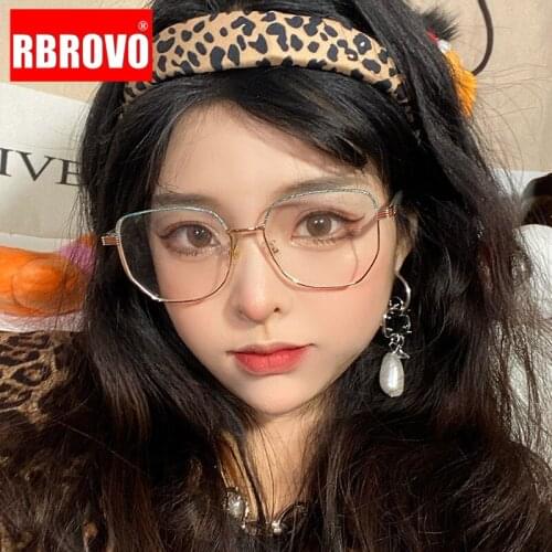 RBROVO 2021 Diamond Retro Glasses Frame Women Oversized Eyeglasses Women/Men Aolly Blue Light Glasses Women Eyeglasses Frames