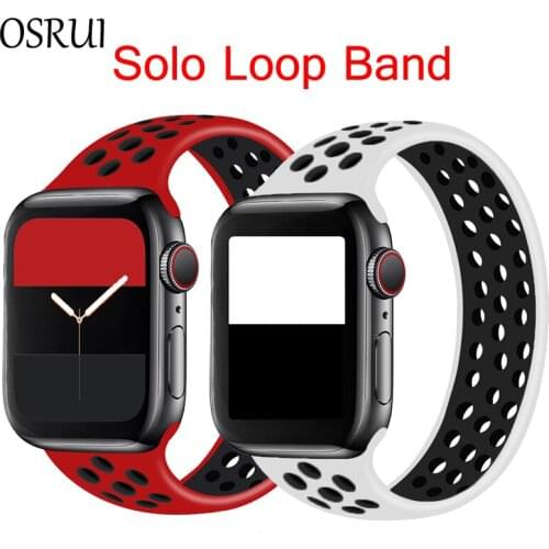 Solo Loop strap For Apple Watch Band 44mm 40mm 38mm 42mm Breathable silicone Elastic Belt bracelet band iWatch Series 3 4 5 SE 6