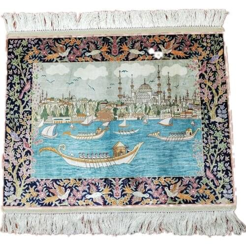 Seeykeep™ 2.25x1.7ft 400Lines Collectables Rectangle Pure Silk Handknotted Scenic Beauty Design Rug-SK3036186