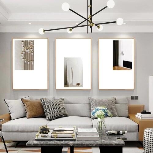 Modern Minimalist Poster and Print White Ornaments Light Vase Picture Canvas Painting Wall Art Study Room Living Room Decoration