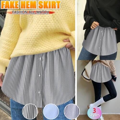 Striped Lace Hem Short Skirt Base Artifact With Irregular Stripes Design Autumn And Winter Womens Fashion All-match#p30