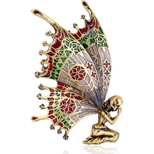Vintage Butterfly Wings Fairy Brooches Quality Animal Enamel Women Brooch Pins Angel Designer Jewelry Fashion Gift