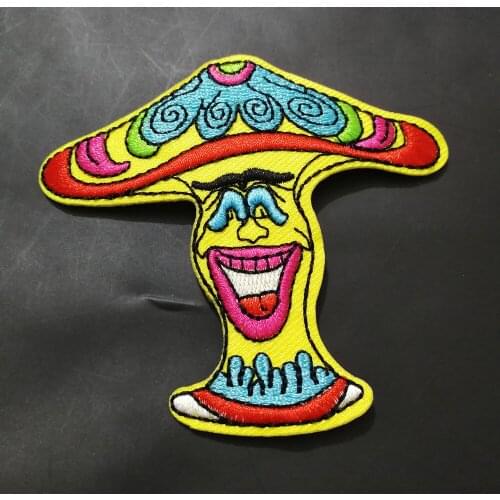 Mushroom Patches of Embroidered Applique Space Clothing smile Patch badges cute cartoon vest appliques stickers patches gift