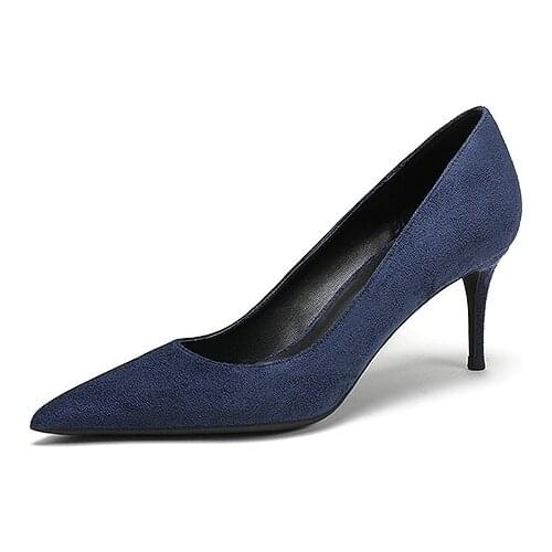 Pointed Toe Blue Big Size 42 Stiletto 2020 Thin High Heels Black Fashion Luxury Brand Shoes Women Designer Pumps Slip On M0031