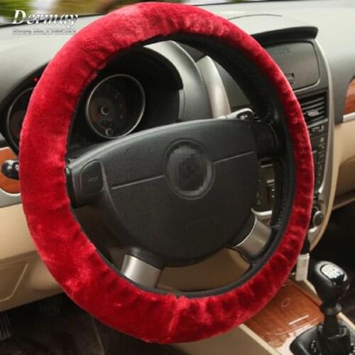 Winter Plush Car Fur Steering Wheel Cover Fits Steeing Wheel Diameter 36cm-38cm Installs Easily Factory Direct Supply