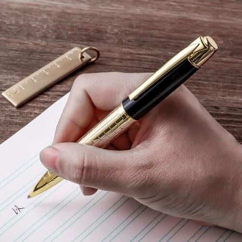 1PCS Gentleman Plaid Ballpoint Pen Metal Gift Pen Business Signature Pens for Writing Stationery