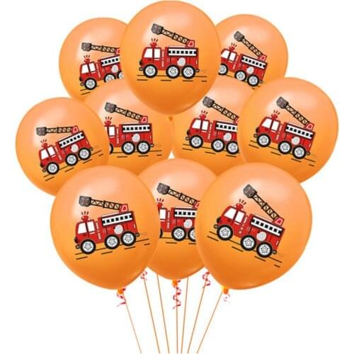 10pcs/lot Cars Fire Truck Balloon Cartoon Fireman Truck Theme Latex Ballon Kids Baby Shower Boy Children Birthday Decoration