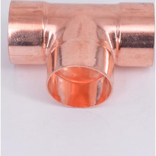 15mm Inner Dia x0.8mm Thickness Copper Equal Tee Socket Weld End Feed Coupler Plumbing Fitting Water Gas Oil
