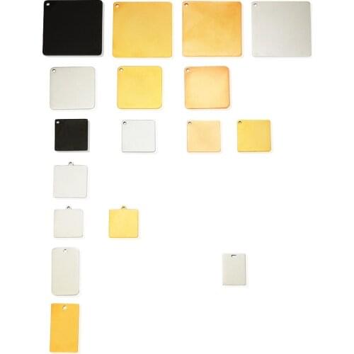 20pc stainless steel blank square charm rectangle pendant personalized customization DIY jewelry making