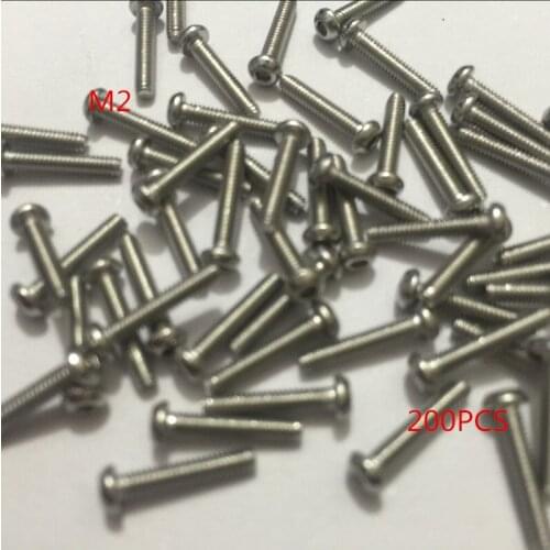 200PCS Stainless steel hex socket screws Round head bolts mushroom head bolt M2*3/4/5/6/8/10/12/14/16/18/20 mm