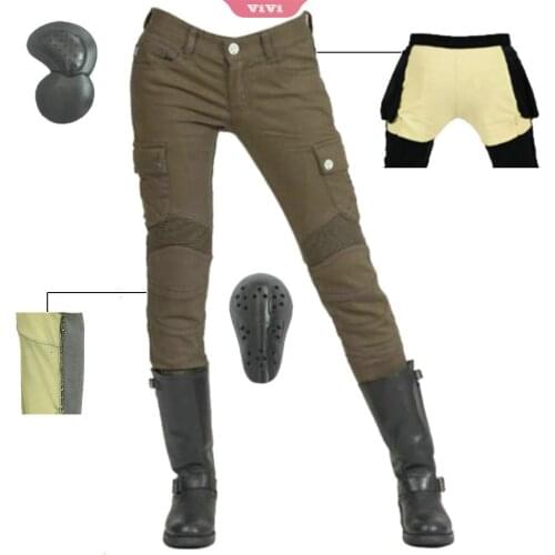 2021 Womens Mesh Motorcycle Riding Jeans Slim Fit Pants with Protective Pads Equipped with Bike Riding Protective Pants