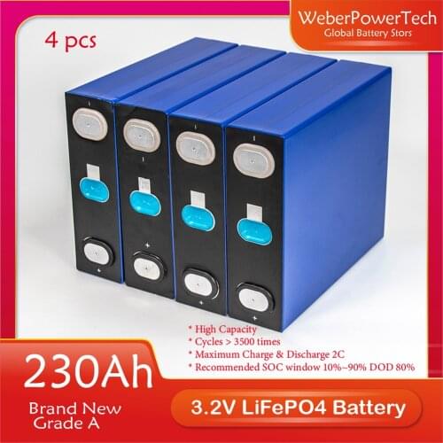 3.2V 230Ah LiFePo4 Battert 48V 24V 12V Car Battery Pack with Busbars